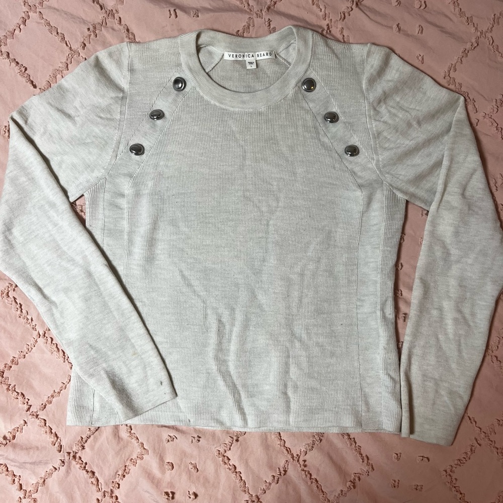 Veronica Beard Cream Crewneck Sweater